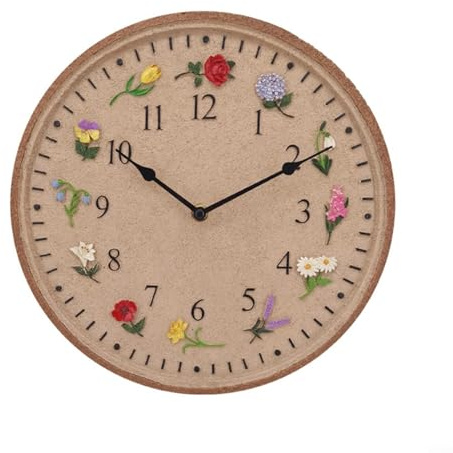 CWOQOCW 30,5 cm große Wanduhr aus Kunstharz, Blumenmuster, wasserdicht, für den Außenbereich, Garten-Uhr, Anti-Beschlag-Display für Schwimmbad, Terrasse, Hotel