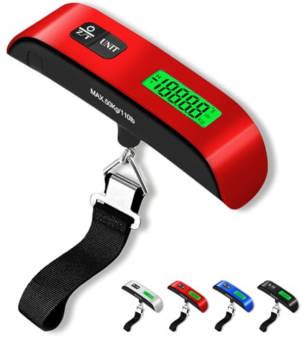 Luggage Scale, Portable Luggage Weight Scale 110lb/50kg with LED Display, Luggage Scale Travel Digital for Weighing Luggage, Backpacks, Fruits and Pets (Red)