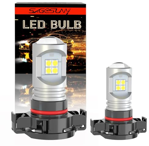 SageSunny Ampoule 5202 5201 H16 PS24W PS19W LED antibrouillard 6 000 K xénon blancreplacement pour feux de jour DRL ou halogène antibrouillard, lot de 2, garantie 18 mois