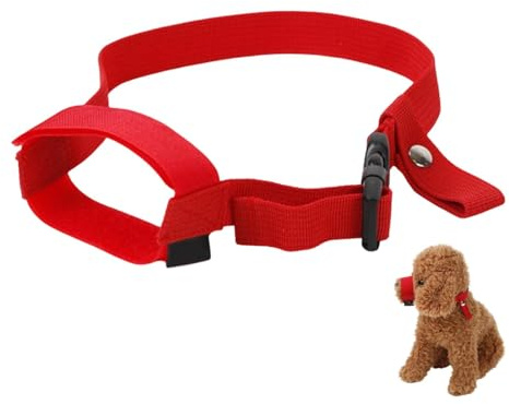 Verstellbarer Nylon-Maulkorb für Kurze Schnauzen, Anti-Bell-Mundabdeckung für kleine, mittelgroße und große Hunde (Größe S, Rot)