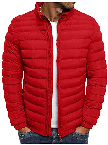 Generisch Chaqueta de lana para hombre, cálida, para tiempo libre, talla de blusa, bolsillo de abrigo, con cremallera, acolchado para invierno, abrigo de invierno