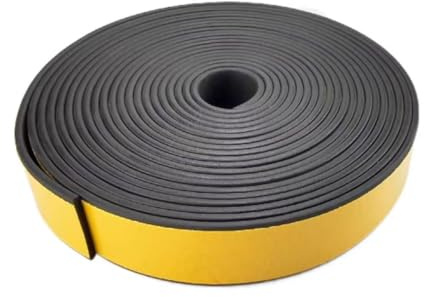 Joint d'étanchéité en mousse autocollante en caoutchouc 10 m – Ruban isolant noir résistant aux intempéries for portes, fenêtres et autres(5mm x 20mm x 10m)