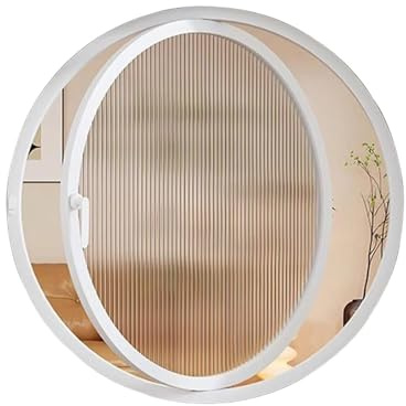 Fenêtre ronde pour abri de jardin avec axe central de rotation - Ventilation de rechange pour sous-sol et grenier - Cadre en aluminium et verre trempé - Assemblage facile - 60 cm - Blanc