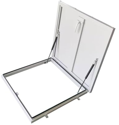 Claraboya Techo Tapa Metálica para Trampilla de Ático con Pestillo, impermeable, antirrobo, tragaluz, trampilla de techo, Tapa de Acceso de Emergencia(White,70 * 70cm/27.6 * 27.6in)
