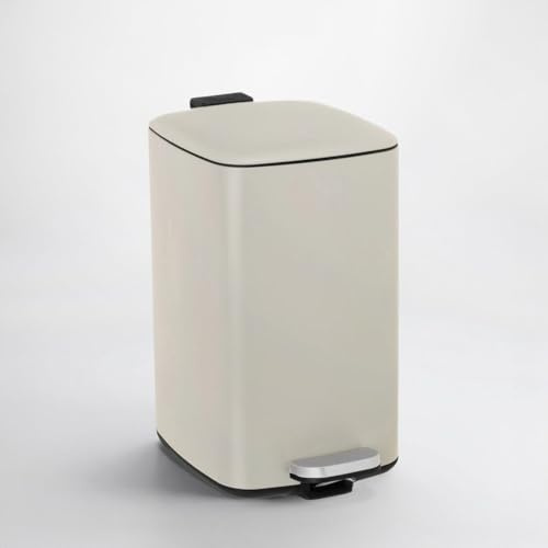 Cubo de Basura de 20 Litros de Metal Beige Mate Antihuellas de 37x27x45 cm
