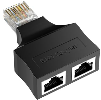 RJ45 Ethernet Splitter,Ethernet Netork Adapter 1 Male to 2 x Female Super Cat6 LAN Network Adapter Cable Splitter Adopter Suitable Super Cat5,Cat5e,Cat6,Cat7,Cat 8 Socket Connector One Internet