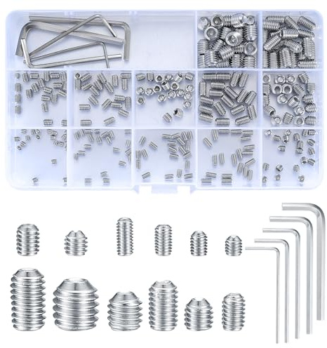 240 Pcs Grub Screws Set, Cup Point Hex Head Screw Set | Metric M3/M4/M5/M6/M8 Hex Socket 304 Stainless Steel Screw with Allen Key Wrench(M1.5/M2/M2.5/M3/M4) for Door Handles, Faucet