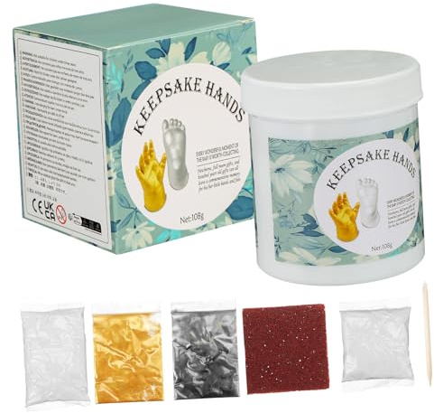 Kisangel Kit per Calco Mano Ragazzo Ragazza 3d, Set Fai da Te per Ricordo, Stampi in Gesso per Impronte Mani e Piedi, Regalo per Battesimo e Feste Ragazzo Ragazza