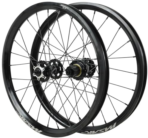 Vikbart Cykelhjulset 20 Inch 406 BMX Rim Skivbroms Fram Bakhjul Quick Release QR 100/135mm，7-12s HG Cassette(Black)