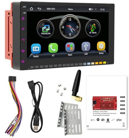 YIXANNX Am/FM Radio estéreo para Coche de Doble DIN Compatible con reproducción inalámbrica para Coche Bluetooth 2DIN Radio estéreo para Sonido Am/FM