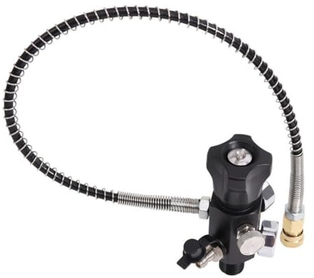 LatoYard 6000 PSI per valvola di ricarica a doppio calibro 7/8-14UNF, per adattatore di riempimento del serbatoio con tubo ad alta pressione da 61 cm e valvola di scoppio di sicurezza