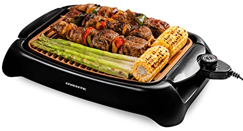 OVENTE Electric Indoor Grill, 13x10 Inch Non-Stick Plate, Copper GD1632NLCO