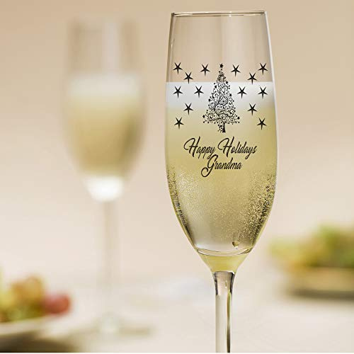 ukgiftstoreonline Personalised Christmas Themed Champagne Flute Prosecco Glass Gift