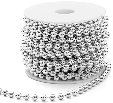 Naler Perlenband Silber Weihnachtsbaumkette Christbaumkette Weihnachtsbaum Perlengirlande Weihnachten Advent Hochzeit Party Deko - ∅ 6mm x 10M