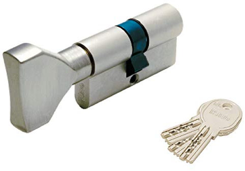 Art. 885945359 CILINDRO DI SICUREZZA R6 Con pomolo Nichelato Antitrapano 3 chiavi - L - 80 - A - 35 - B - 45