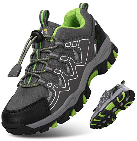 UOVO Boys Trainers Kids Walking Shoes Low-Top Sneakers Children Waterproof Trekking Hiking Footwear Running Shoes Black Blue Gray Size 9 UK Child to 5.5 UK