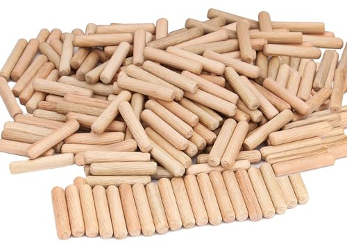 ZOENHOU 1000 PCS 6mm x 1 1/2‘’ Wooden Dowel Pins, Straight Dowel Rods Made of Hard Wood, Fluted Wood Dowel Plugs with Beveled Ends Tapered for Easy Insertion, Accessory Kit for Woodworking Furniture