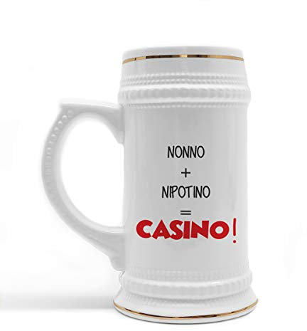 Boccale Birra in Ceramica Festa dei Nonni Nonno + Nipotino = Casino! Boccale di Birra Personalizzato Regalo Divertente Nonno Idea Regalo Nonno