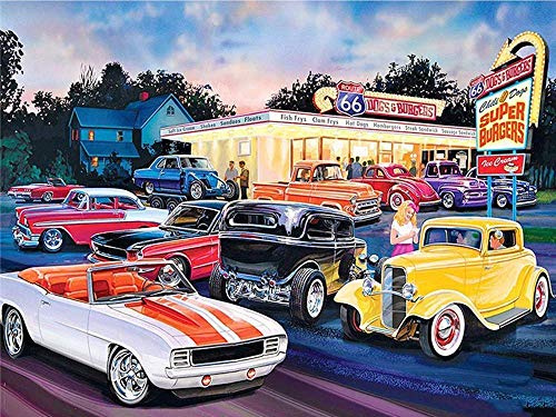ZQMHCY Diamond Painting Auto Oldtimer Diamond Painting Set Kinder 5D Diamant Painting Anfänger Diamant Painting Bilder Stickerei Kreuz Stitch Diamant Malerei für Home Wand Decor 30x40cm