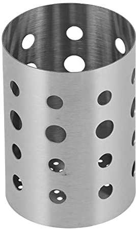 Jenngaoo Runder Besteckkorb Edelstahl 10x16cm, Küchen-Organizer mit Abflusslöchern für Besteck, Utensilien & Spülbürsten, Spülmaschinenfester Spülenkorb für Arbeitsplatte Spüle