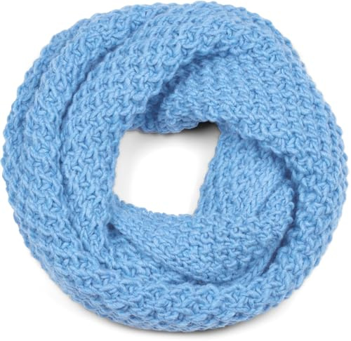 styleBREAKER Unisex Strick Loopschal grob gestrickt, Uni Schlauchschal, Winter Strickschal, Grobstrick Schal 01018157, Farbe:Hellblau