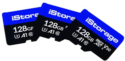 3 CONFEZIONI iStorage 128GB microSD card | Cripta i dati archiviati su schede microSD iStorage utilizzando l'unità flash USB datAshur SD | Compatibile solo con unità SD dataAshur