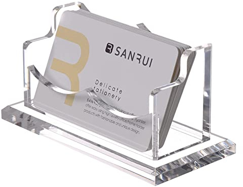 SANRUI porte-cartes de visite, Acrylique Présentoir de Carte de Visite organisateur,transparent support cartes de visite,1 niveaux de 1 poches Pour Entreprises,Bureaux,Hôtels et Plans De Travail
