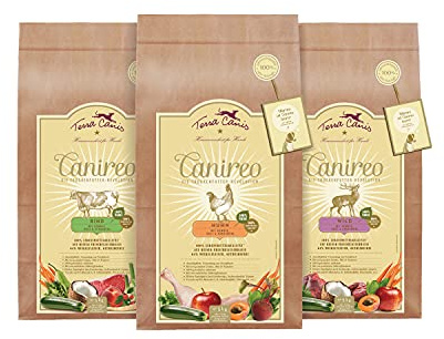 Terra Canis Kennenlernpaket Canireo Trockenfutter für Hunde, 3x1kg | 100% Lebensmittelqualität aller Rohstoffe, ideal zum Kennenlernen, abwechslungsreiche Menü-Auswahl