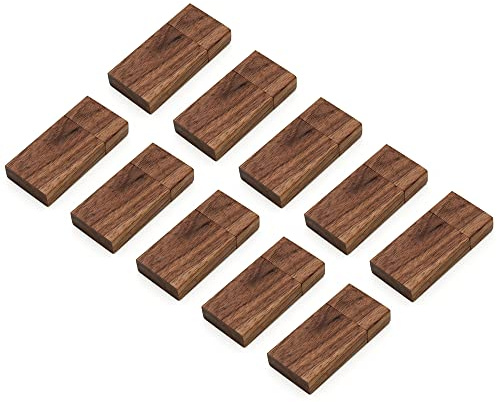 10 confezioni di chiavette USB in legno, chiavette di memoria USB in legno (2.0 4GB, legno di noce)