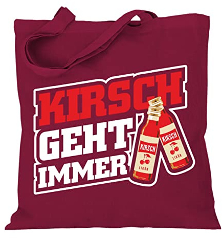 Stoffbeutel Jutebeutel Lange Henkel mit Spruch Kirsch geht Immer