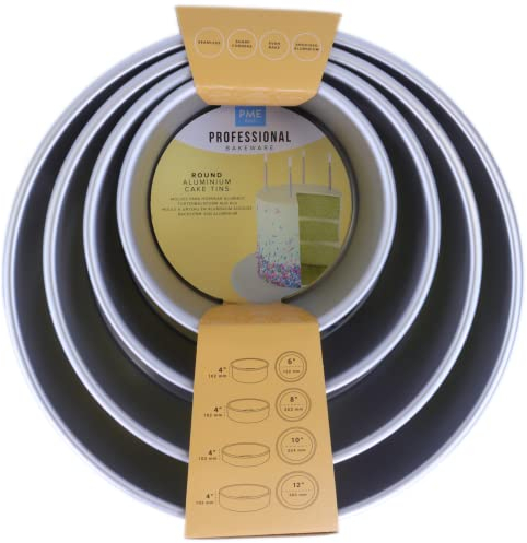 PME - Runde Kuchenformen 15, 20, 25, 30 cm x 10 cm tief, 4er-Satz Silber