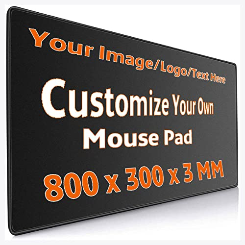 UOKIIYUA Personalisiertes großes Gaming-Mauspad, individuell genähte Kanten, Mauspad mit Ihrem Bild und Text 80x30 cm