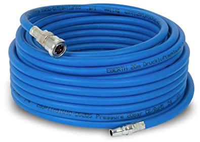 EBERTH Tuyau à air comprimé, tuyau d'air haute pression pour compresseur, longueur 20m, diamètre 6mm x 11mm (intérieur x extérieur), raccord 1/4, 20 bar, accessoires pour outils pneumatique