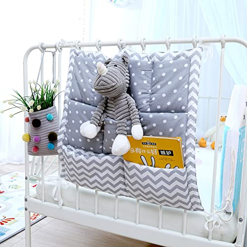 Aufbewahrungstasche für Babybett, Babybetttasche Krippe Kinderzimmer Hängender Bett Organizer mit 9 Taschen, Organizer für Kleidung, Windeln, Spielzeug
