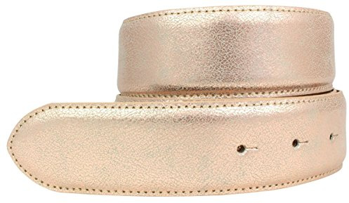 BELTINGER Hochwertiger Wechselgürtel Metall-Optik ohne Schnalle 4 cm | Druckknopf-Gürtel Metallic-Look 40mm | 4cm Echt Leder | Roségold 80cm