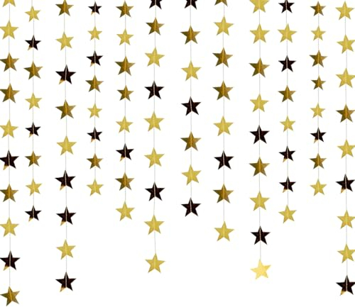 65 Piedi Glitter Dorato Stelle Ghirlanda Probuk 5 * 4M Oro Riflettente Stelle Luccichio Ghirlanda di Carta Decorazione da Appendere,Decor per la Casa per Matrimoni,Compleanni,Feste,Battesimo Bimbo