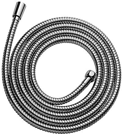 OFFO Tubo Doccia 2.5 Metri, Con protezione Antitorsione,Flessibile Doccia in Acciaio Inox, Tubo Doccia di Ricambio ad Alta pressione, per Rubinetteria Bagno,Argento Brillante
