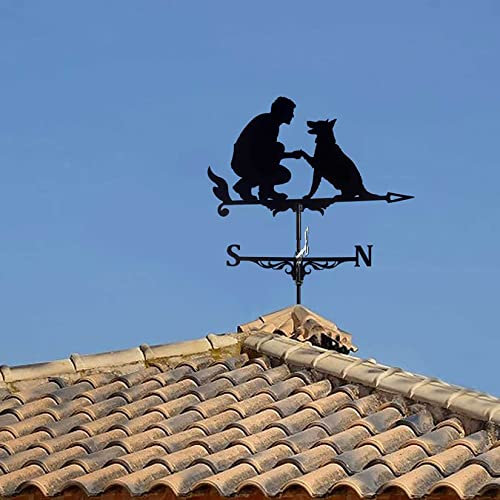 Jiawinng Decoración De La Veleta del Tiempo Techo, 3D Metal Weather Vane, Kit Indicador Dirección Viento, Soporte para El Jardín Casa, Cobertizos Jardín, Postes Cerca, Pérgola,Negro