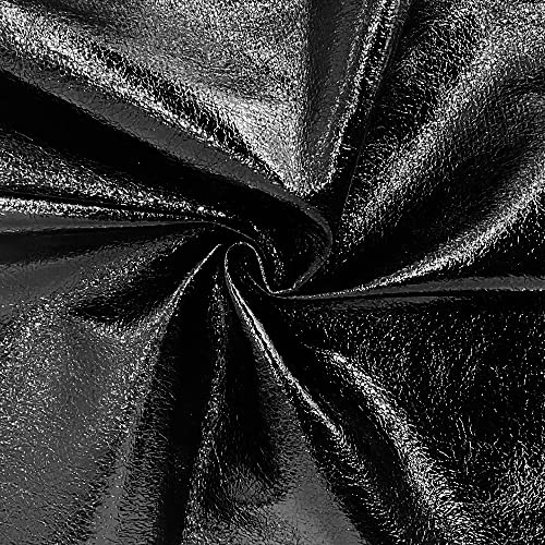 XHT 1YARD holografisk regnbåge metallic lustre konstläder mjuk tygplåt för tillverkning av skor/påse/bälte/hantverk (svart)