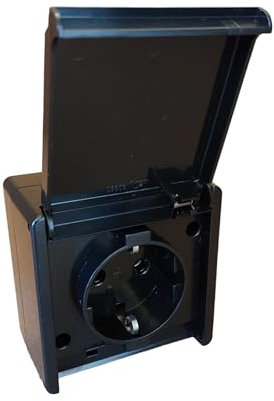 N&L Aufputz Steckdose 1-fach - IP54-230V/16A - Ideal für Keller, Garage & Garten - Made in Germany - schwarz