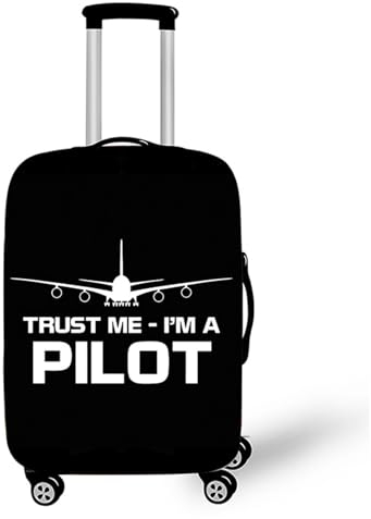 Mateju Kofferschutzhülle Elastisch Kofferhülle, 3D Schwarze Kabine Gepäck Cover Reisekoffer Hülle Trolley Case Schutzhülle Luggage Cover Waschbare Staubdichte Kofferbezug (Pilot,L)