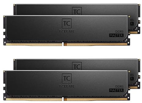 TEAMGROUP T-Create Master Overclocking DDR5 R-DIMM 64GB Kit (4 x 16GB) 6400MHz (PC5-51200) CL32 Hynix A-DIE Workstation Memory Module Ram Black - CTCMD564G6400HC32AQC01