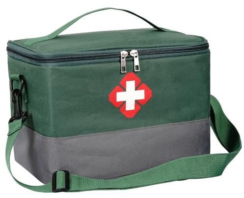 Hossom Botiquin Viaje, Bolsa Botiquin Médico Vacío con Correa, Macuto Botiquín de Primeros Auxilios Portátil, Mochila de Emergencias para Hogar, Oficina, Viajes, Camping Gran Capacidad