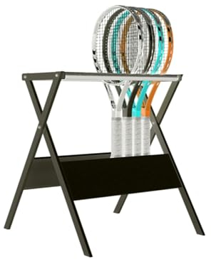 Vnook Tennisschläger-Aufbewahrungsregal, Bodenstehender Sport-Tennisball-Trainingshalter, Organizer for Jugend- Und Kinderschlägerausrüstung for Stadion/Schule/Feld (Color : Black)