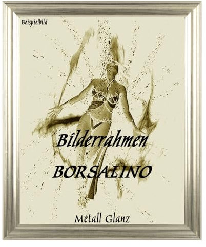 Borsalino Barock Bilderrahmen Posterrahmen 48x68 cm Puzzlerahmen Farbe Metallglanz 68x48 cm mit weisser Rückwand und Antireflex Arcylglas