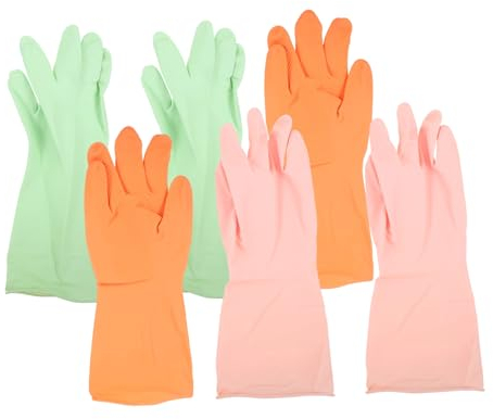 CHILDWEET Medium Cleaning Gloves Non-slip Dish Washing Gloves for Kitchen 3 Pairs Reusable Household Mitts