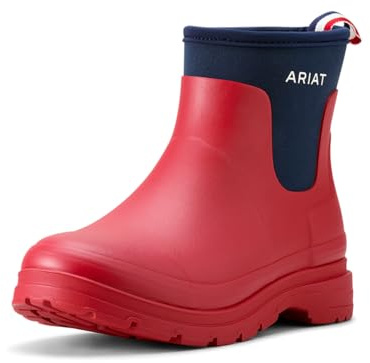 ARIAT Kelmarsh Womens Shortie Rubber Wellington Boot - Team Red 6 UK