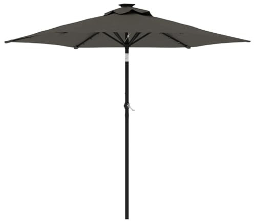 Rantry Sonnenschirm, Gartenschirm, LED, Stange aus Stahl, Anthrazit, 225 x 225 x 212 cm, Sonnenschirm, Sonnenschirme für den Garten, Sonnenschirme für den Außenbereich, Sonnenschirm für den Strand,