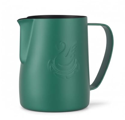 Milk Frothing Pitcher 480ml - Espresso Steaming Pitcher Steel Milk Frothing Pitcher Cappuccino Latte Art Coffee Machine Accessories Milk Jug Milk Frother Cup (Matte Green)