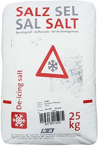 Streusalz Winterstreu Auftausalz| K+S Sackware a 25kg 1 Stück| Effektiv mit hoher Reinheit Feine & grobe Kristalle Schnelle & langanhaltende Tauwirkung